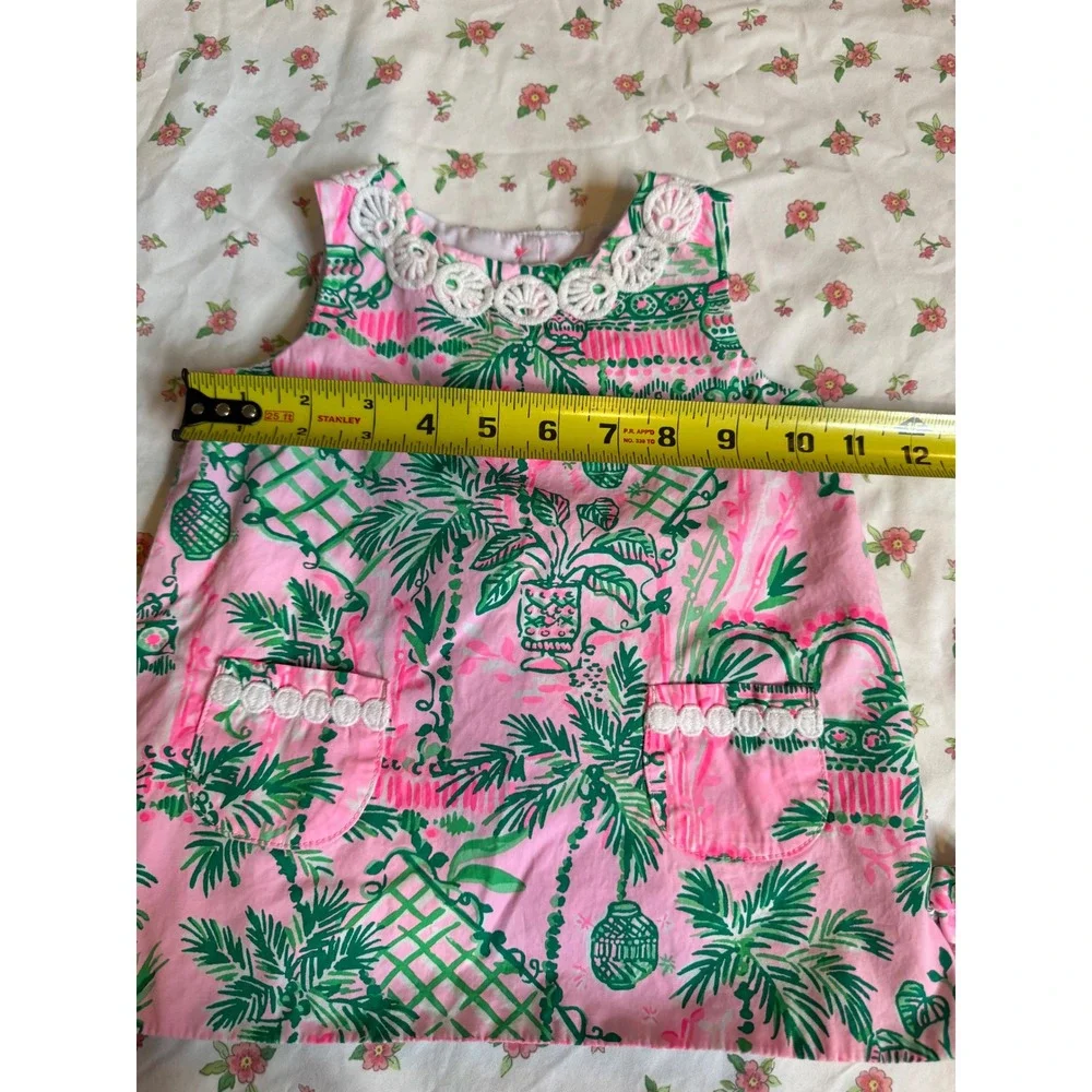 Lilly Pulitzer Baby Girls Pink Green Tropical Palm Shift Dress Bloomers 12-18M